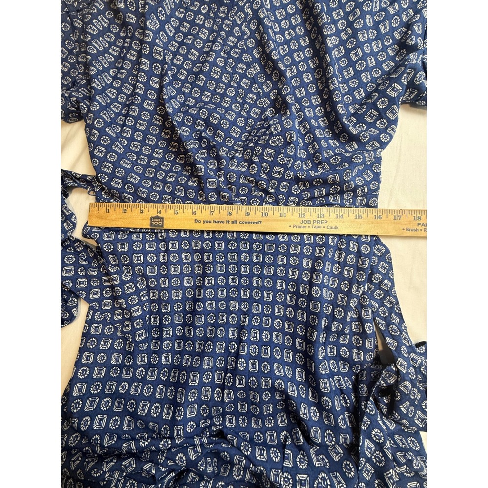 Lauren Ralph Lauren Blue Geometric Print Mock Neck Belted Midi Dress 10-2484 - Picture 9 of 9